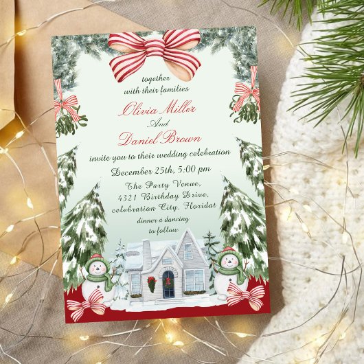 Elegant Christmas Winter Wedding Kaart