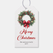 Elegant Christmas Wreath Holiday Gift Label Cadeaulabel (Voorkant)
