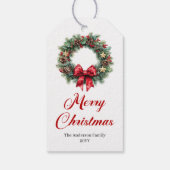 Elegant Christmas Wreath Holiday Gift Label Cadeaulabel (Achterkant)