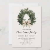 Elegant Christmas Wreath Party Invitation (Devant)