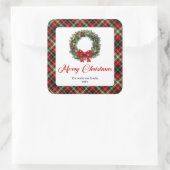 Elegant Christmas Wreath Red Green Plaid Stickers (Sac)