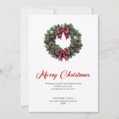 Elegant Christmas Wreath with Pine Cones Card Feestdagenkaart (Voorkant)