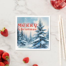 Elegant Christmas Xmas winter pine tree forest Hol Servet