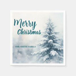 Elegant Christmas Xmas winter pine tree forest Hol Servet