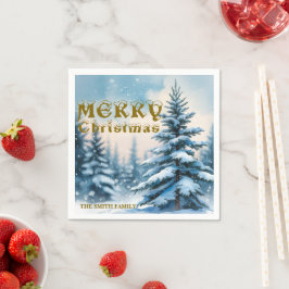 Elegant Christmas Xmas winter pine tree forest Hol Servet