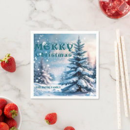 Elegant Christmas Xmas winter pine tree forest Hol Servet