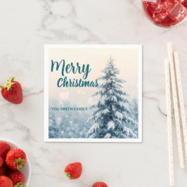 Elegant Christmas Xmas winter pine tree forest Hol Servet