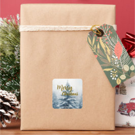 Elegant Christmas Xmas winter pine tree forest  Vierkante Sticker