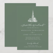 Elegant Church Save the Weekend Sage Green Wedding Date (Voorkant / Achterkant)