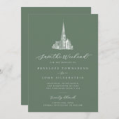 Elegant Church Save the Weekend Sage Green Wedding Save The Date (Voorkant / Achterkant)