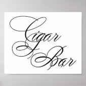 Elegant Cigar Bar Black script | Horizontale tabel Poster (Voorkant)