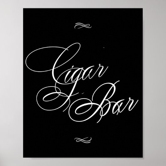Elegant Cigar Bar White Calligrafie | Grafische ta Poster (Voorkant)