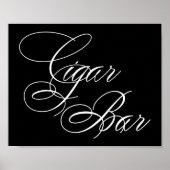 Elegant Cigar Bar, wit script | Horizontale tabel Poster (Voorkant)