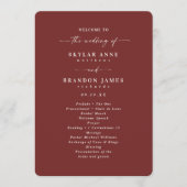 Elegant Cinnamon Red Wedding Ceremony Programme Programma (Voorkant)