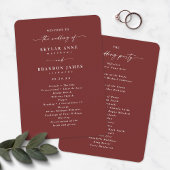 Elegant Cinnamon Red Wedding Ceremony Programme Programma