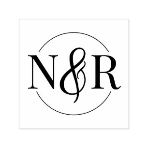 Elegant Circulair Huwelijksmonogram met Ampersand Zelfinktende Stempel