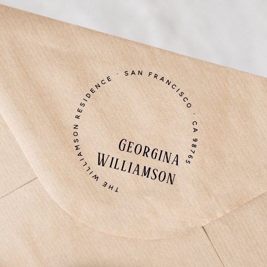 Elegant Cirkel Typografie Naam Retouradres Rubberstempel