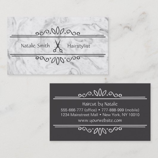 Elégant ciseaux Cartes de visite coiffeur (Devant / Derrière)
