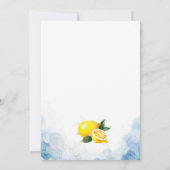 Elegant Citroen Geel & Blauw Waterverf Bruiloft Kaart (Achterkant)