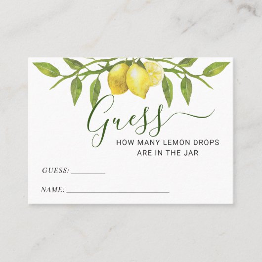 Élégant Citron Devine Combien De Carte De Jeu (Devant)