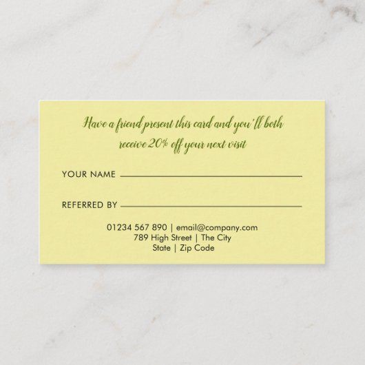 Elégant Citrons Citrus Greenergie Carte de référen (Dos)