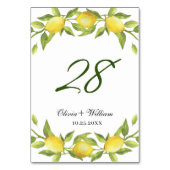 Élégant citrons Mariage de verdure Numéro de table (Dos)