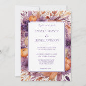 Élégant Citrouille Fleurs violettes Faire-part de (Devant)