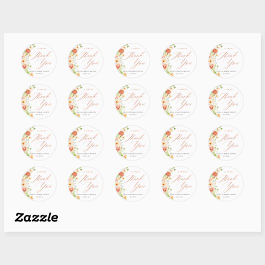Elegant Citrus Bloem Bruidsfeest Favor Ronde Sticker (Vel)