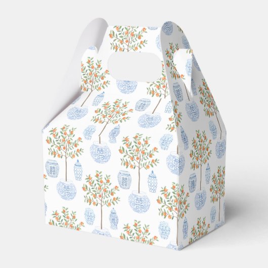 Elegant Citrus Blue White China Weddenschap Bedank Bedankdoosjes (Achterkant)