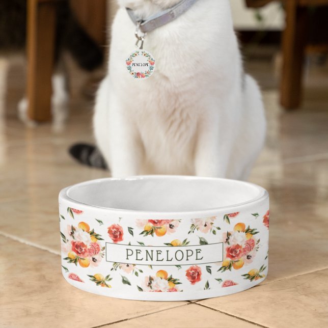 Elegant Citrus Botanical | Monogram Voerbakje (Creator heeft geüpload)