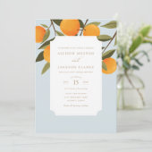 Elegant Citrus Botanical Wedding Invitation Kaart (Staand voorkant)