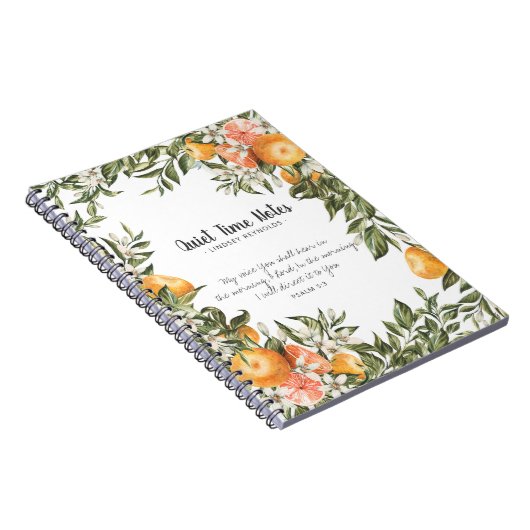 Elegant Citrus Botanische Monogram Quiet Time Notitieboek (Rechterzijde)
