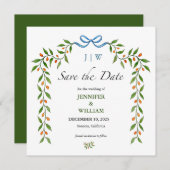 Elegant Citrus en greenery monogrammed bruiloft Kaart (Voorkant / Achterkant)