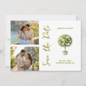 Elegant Citrus Mediterranean Topiary 2-Photo Save The Date (Voorkant)