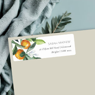 Elegant Citrus Oranje Botanical Boho Adres Etiket