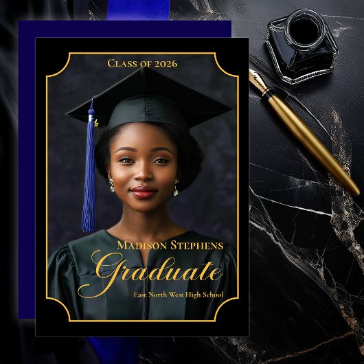 Elegant Class of 2026 Portrait Graduation Aankondiging