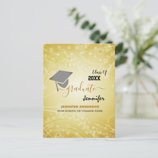 Elegant Class of 20XX, Photo, Topper Afstuderen Aankondigingskaart (Staand voorkant)