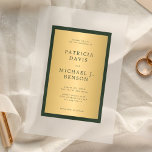 Élégant classe or foncé cadre mariage<br><div class="desc">Simple classique typographie moderne vert émeraude foncé et or minimaliste gel faire-part de mariage acrylique.                 L'invitation est adapté à une cérémonie de mariage et à une réception élégantes et élégantes.</div>