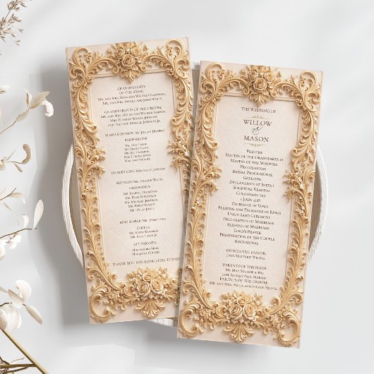 Elegant Classic Baroque Frame Wedding Program Programma