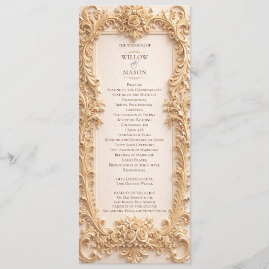 Elegant Classic Baroque Frame Wedding Program Programma (Voorkant)