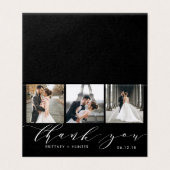 Elegant Classic Black 3 Foto Collage Hartelijk dan Kaart (Buitenkant ongevouwen)