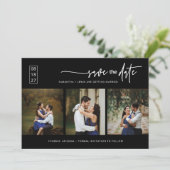 Elegant Classic Black Bewaar de datum Foto QR-code Kaart (Staand voorkant)