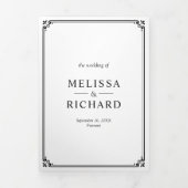 Elegant Classic Black en White Monogram Weddenscha Drieluik Uitnodiging (Cover)