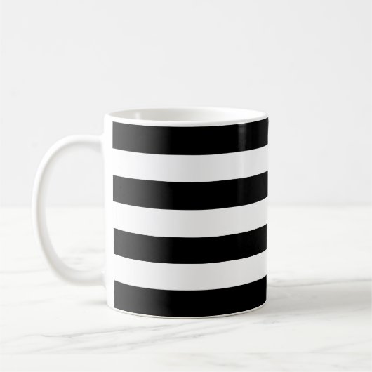 Elegant Classic Black en white strepen patroon Koffiemok (Links)