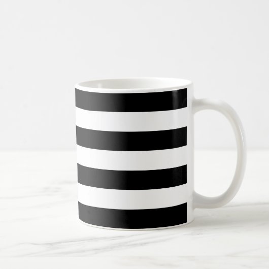 Elegant Classic Black en white strepen patroon Koffiemok (Rechts)