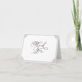 Elegant Classic Black & White Calligraphy Wedding Bedankkaart