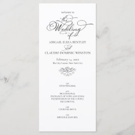 Elegant Classic Black & White Calligraphy Wedding Programma