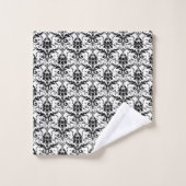 Elegant Classic Black White Damask Floral Pattern Bad Handdoek (Wasdoekje)
