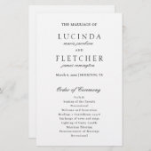 Elegant Classic Black White Formal Wedding Program (Voorkant / Achterkant)
