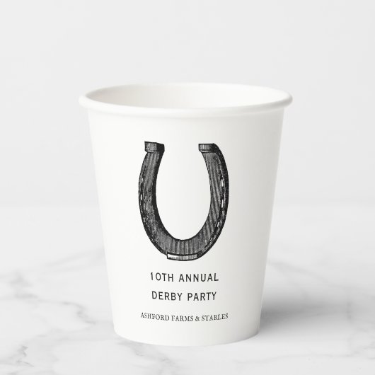 Elegant Classic Black White Horse Race Derby Papieren Bekers (Voorkant)